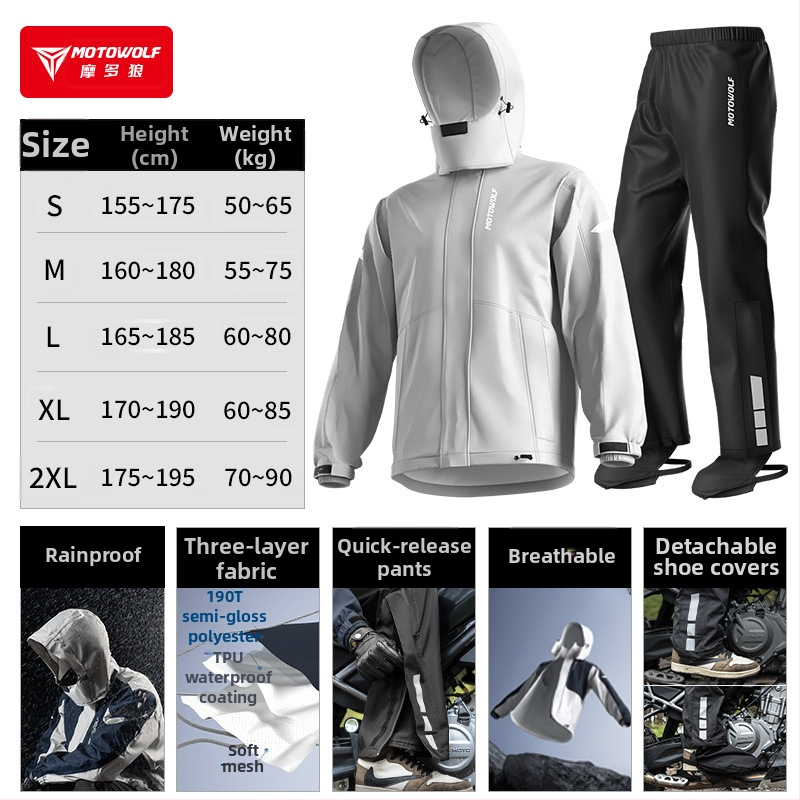 Dvojdielny plášť na motorku pre mužov, nepremokavý, na jarnú jazdu