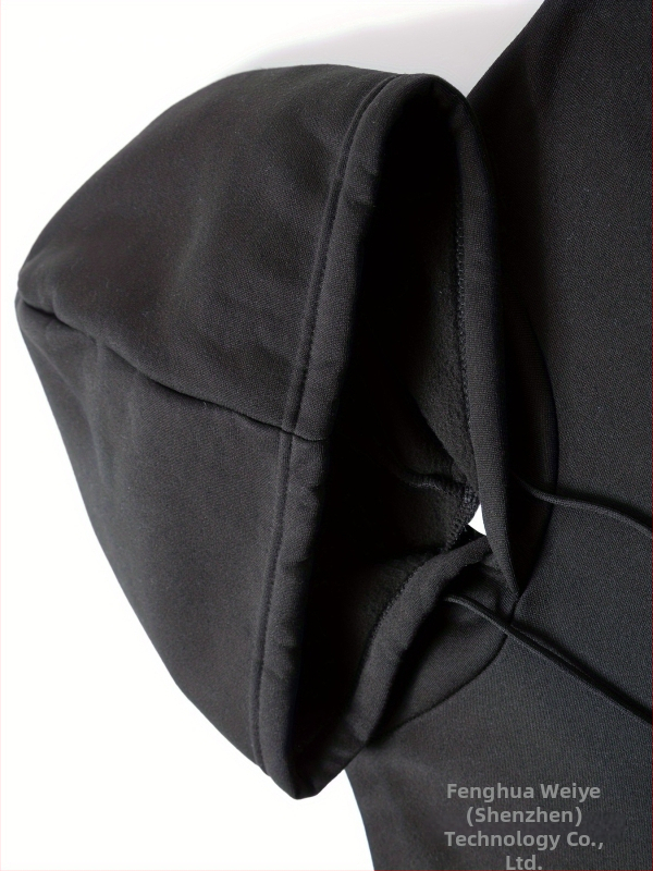 3-dielny pánsky fleece mikiny s kapucňou — monocromatické, voľný strih, dlhé rukávy, okrúhly výstrih, polyester