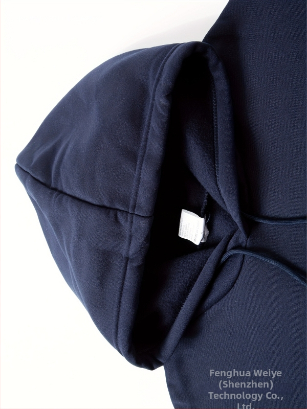 3-dielny pánsky fleece mikiny s kapucňou — monocromatické, voľný strih, dlhé rukávy, okrúhly výstrih, polyester