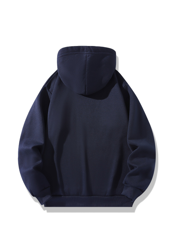 Σετ ανδρικά φλις κουκούλα 3 τεμαχίων — μονόχρωμο casual, χαλαρή γραμμή, μακριά μανίκια, στρογγυλός λαιμός, πολυεστέρας