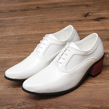 Pánske kožené topánky na šnúrky, ostro špičaté, hrubá podrážka zvyšujúca výšku, ležérny štýl, vrchná časť z dvojvrstvovej hovädzej kože