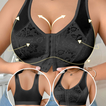 Športová podprsenka s predným zapínaním, otvorený chrbát, nastaviteľné ramienka, bez drôtov, priedušná