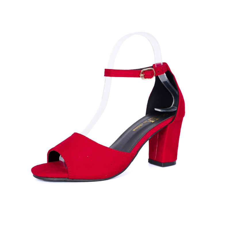 Γυναικεία σανδάλια από σουέντ με ένα λουρί, στρογγυλή μύτη, σόλα καουτσούκ, επένδυση PU