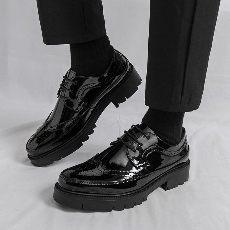 Pánske kožené Oxford topánky, vrchný materiál z umelej kože, kožený špičkový cap, gumová podrážka, šnúrky, nízky profil, obchodno-voľnočasový štýl