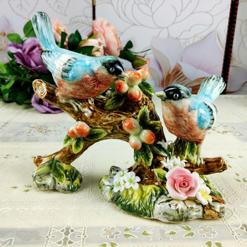 Xinyu pastoračné porcelánové vtáčie figúrky, pár – keramické ozdoby pre domov (študovňa, televízny stolík)
