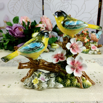 Xinyu pastoračné porcelánové vtáčie figúrky, pár – keramické ozdoby pre domov (študovňa, televízny stolík)