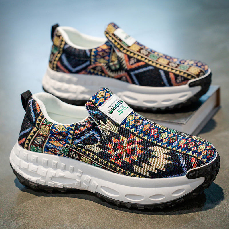 Férfi Dad Shoes: légáteresztő Slip-On cipő, vászon felsőrésszel és gumírozott vastag talppal