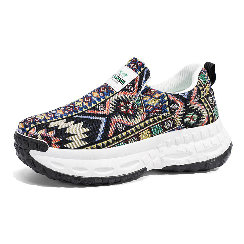 Férfi Dad Shoes: légáteresztő Slip-On cipő, vászon felsőrésszel és gumírozott vastag talppal