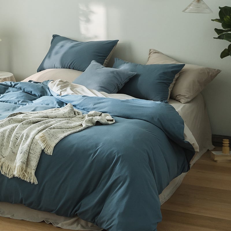 Калъф за завивка в японски стил от памук, плетен памук, реактивно боядисан памук, минималистично спално бельо