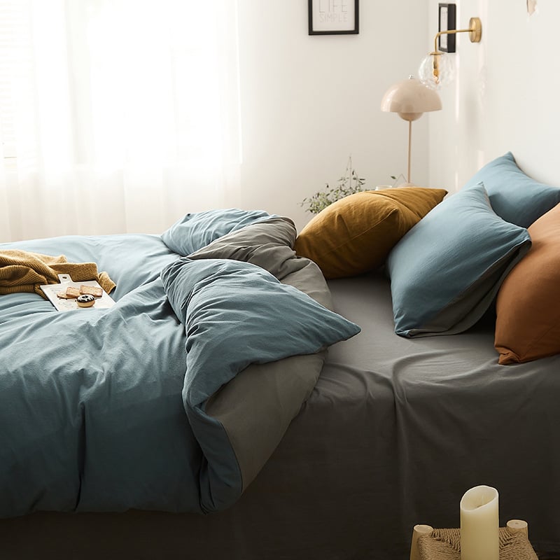 Калъф за завивка в японски стил от памук, плетен памук, реактивно боядисан памук, минималистично спално бельо