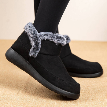 Дамски снежни ботуши в корейски стил – водоустойчиви, антихлъзгащи, топли, горна част от изкуствен PU, подметка от гума