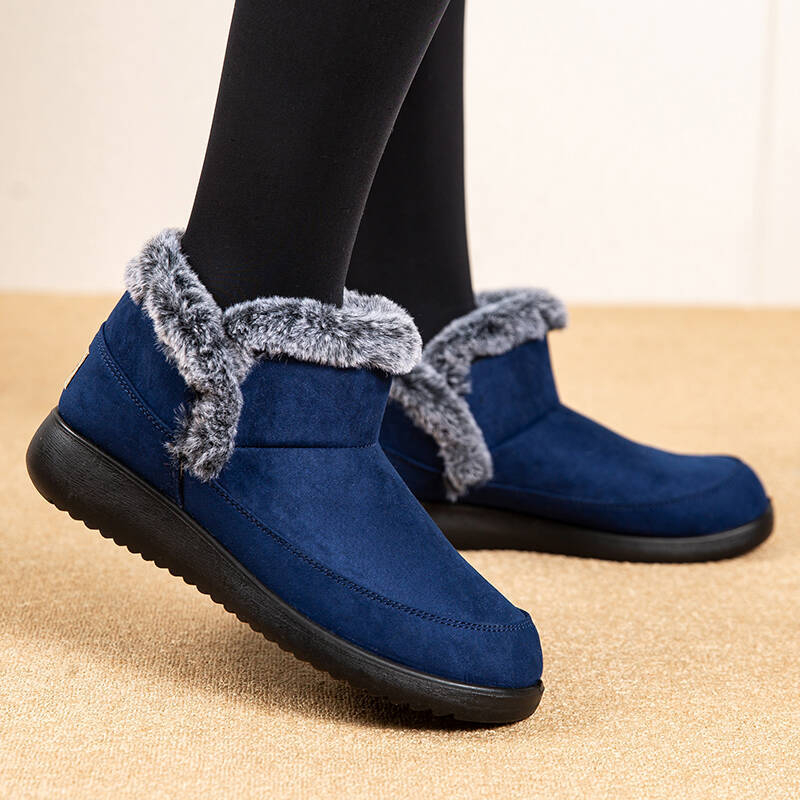 Дамски снежни ботуши в корейски стил – водоустойчиви, антихлъзгащи, топли, горна част от изкуствен PU, подметка от гума