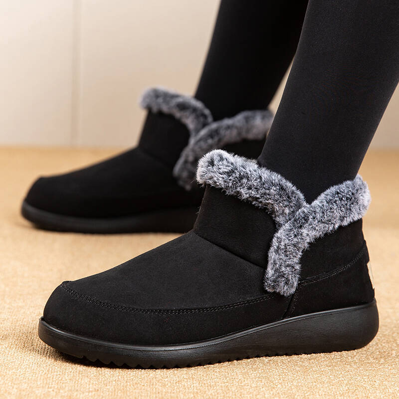 Дамски снежни ботуши в корейски стил – водоустойчиви, антихлъзгащи, топли, горна част от изкуствен PU, подметка от гума
