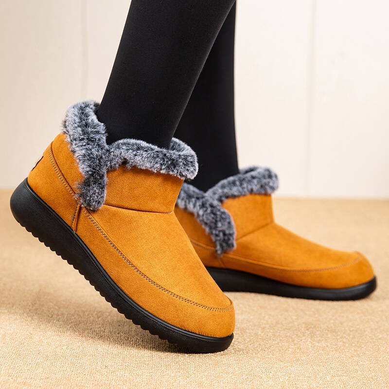 Дамски снежни ботуши в корейски стил – водоустойчиви, антихлъзгащи, топли, горна част от изкуствен PU, подметка от гума