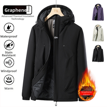 Jakna s grafenskim grijanjem, zimska, debela, otporna na vjetar i vodu, kapuljača sa zatvaračem