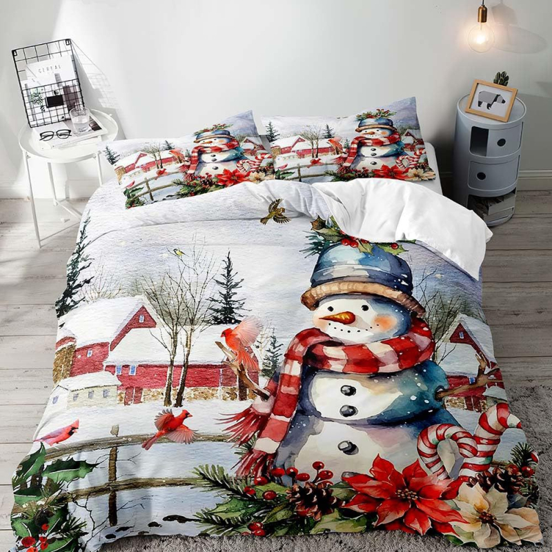 Комплект калъфи за завивка с печат на Черен Дядо Коледа – дигитален печат; химическо влакно; комплект от три части; персонализиране налично