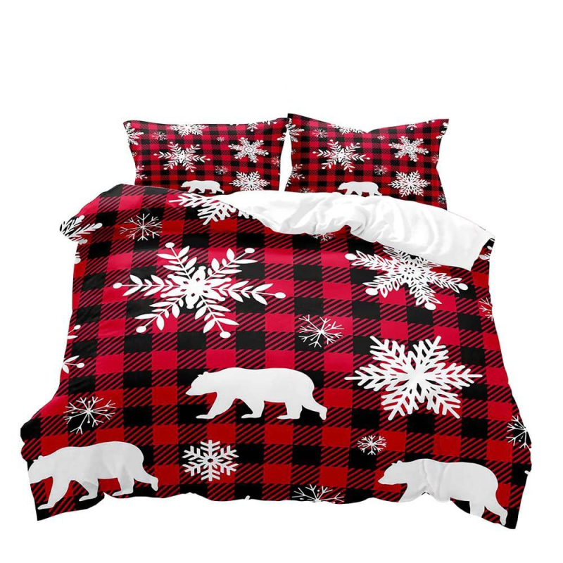 Комплект калъфи за завивка с печат на Черен Дядо Коледа – дигитален печат; химическо влакно; комплект от три части; персонализиране налично