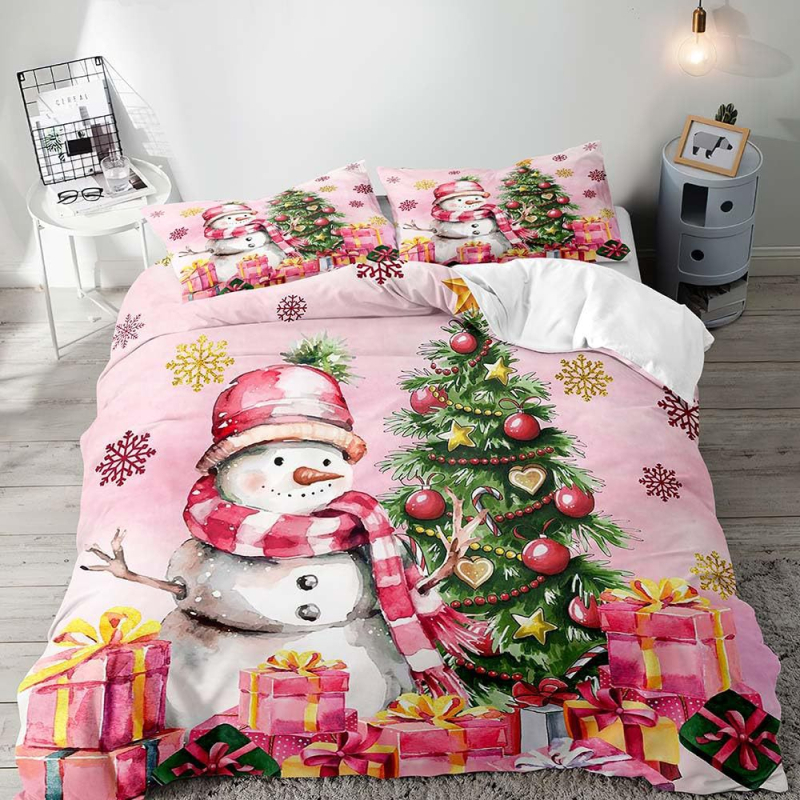 Комплект калъфи за завивка с печат на Черен Дядо Коледа – дигитален печат; химическо влакно; комплект от три части; персонализиране налично