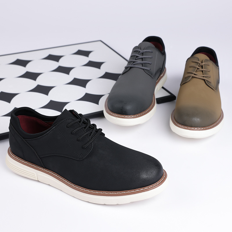 Pánske kožené topánky – business casual Slip-On (vrchný PU materiál, kožená špička, nízky profil, priedušné, gumová podrážka)