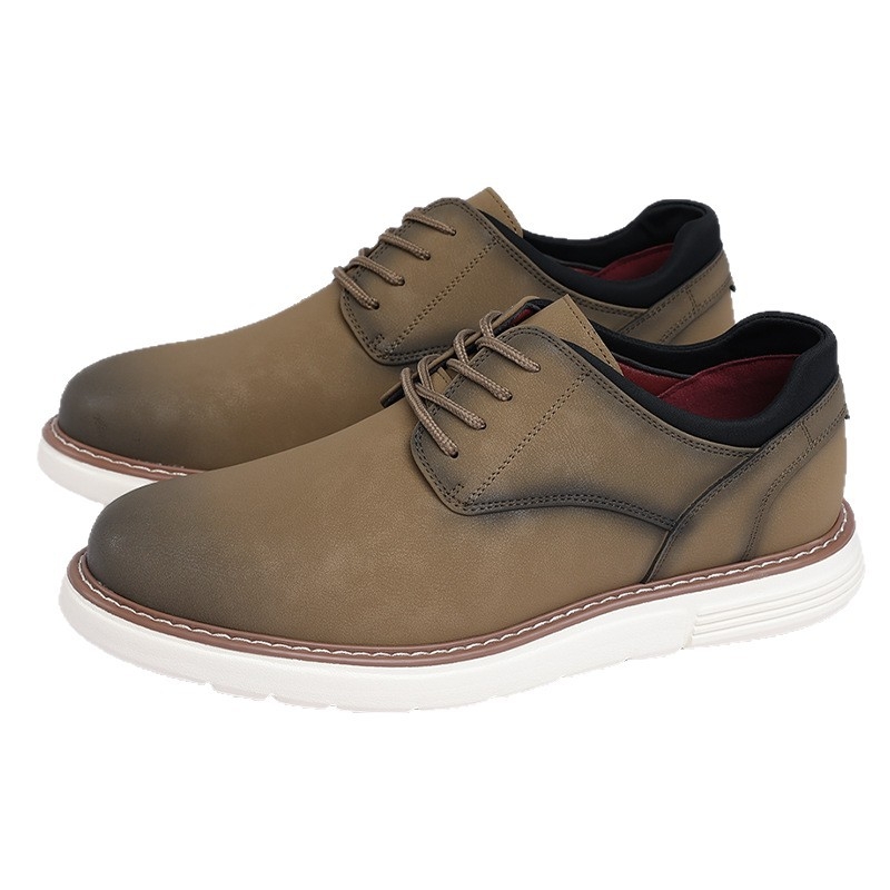 Pánske kožené topánky – business casual Slip-On (vrchný PU materiál, kožená špička, nízky profil, priedušné, gumová podrážka)