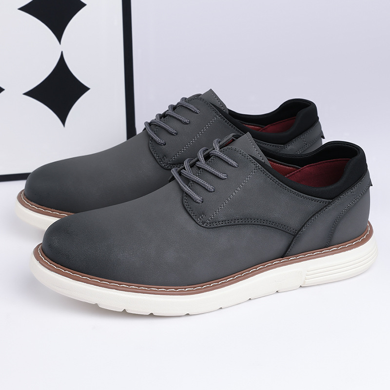 Pánske kožené topánky – business casual Slip-On (vrchný PU materiál, kožená špička, nízky profil, priedušné, gumová podrážka)