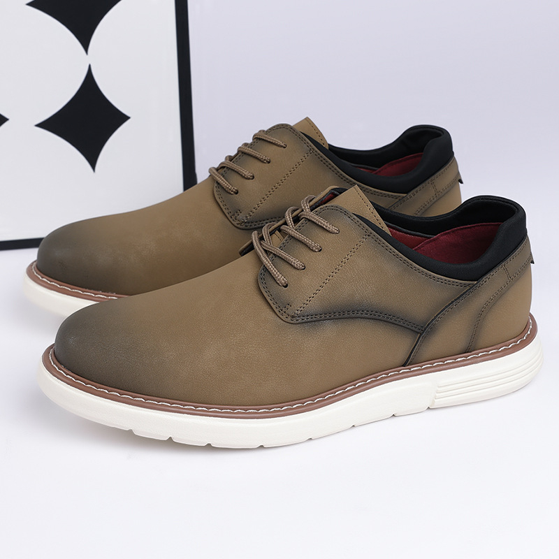 Pánske kožené topánky – business casual Slip-On (vrchný PU materiál, kožená špička, nízky profil, priedušné, gumová podrážka)