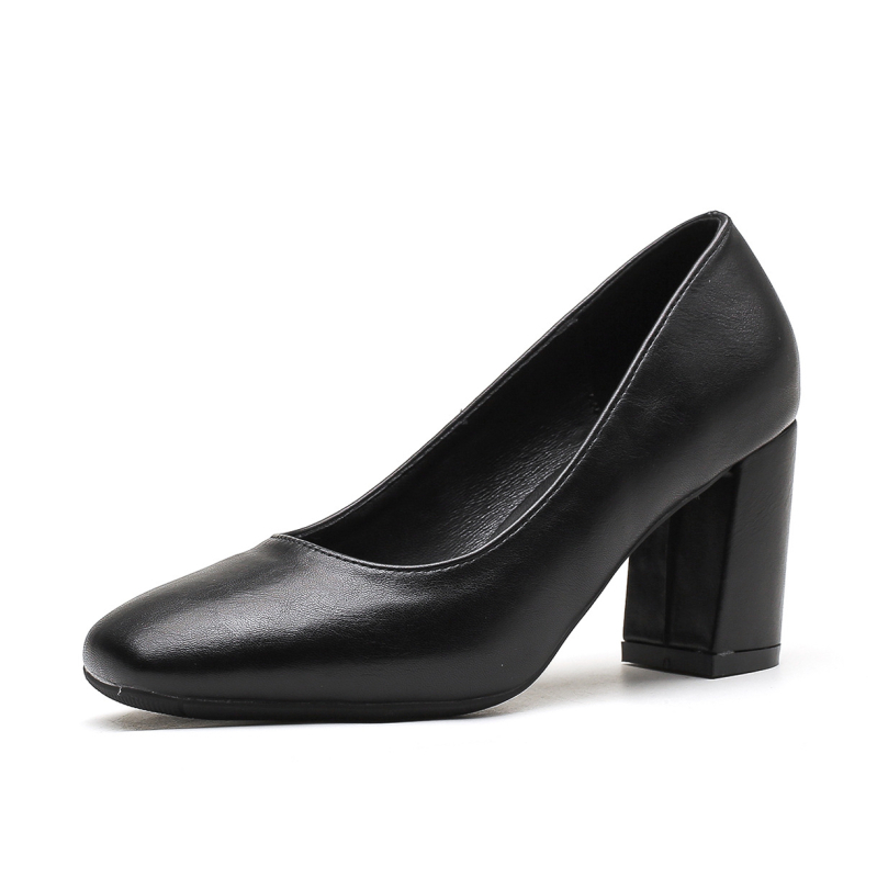 Női magassarkú cipő négyszögletes orral, vastag sarka 6-8 cm, felső anyag: Super Fiber