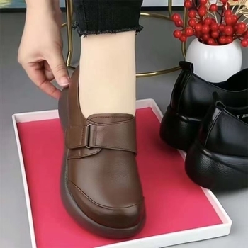 Női kényelmes lazy cipő, kerek orr, Velcro-zárás, középmagas sarok 3–5 cm, platform talp