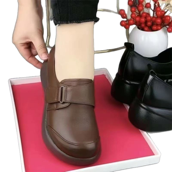 Női kényelmes lazy cipő, kerek orr, Velcro-zárás, középmagas sarok 3–5 cm, platform talp