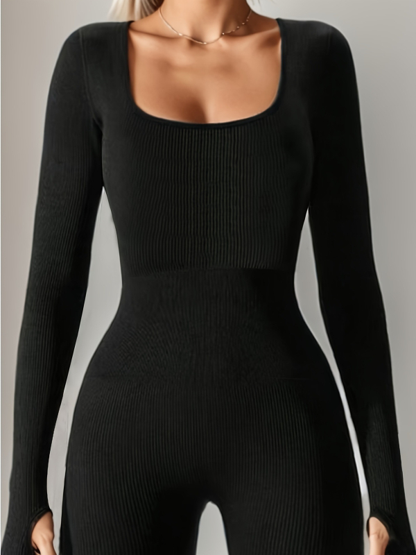 Безшевен дълъг ръкав йога гащеризон – плетен плат, 90% найлон, 10% спандекс; влагоотсмукващ, дишащ; Youhang