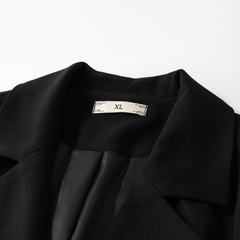 Женско палто в корейски стил, средна дължина, двойно закопчаване, полиестерна материя