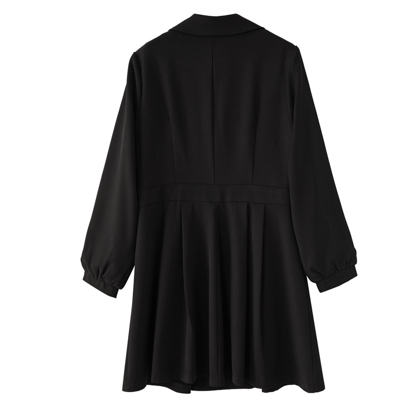 Женско палто в корейски стил, средна дължина, двойно закопчаване, полиестерна материя