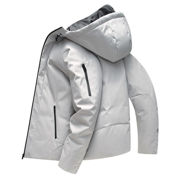 Pánska zimná bunda s kapucňou, výplň kačacím páperom, nepremokavá a vetruodolná