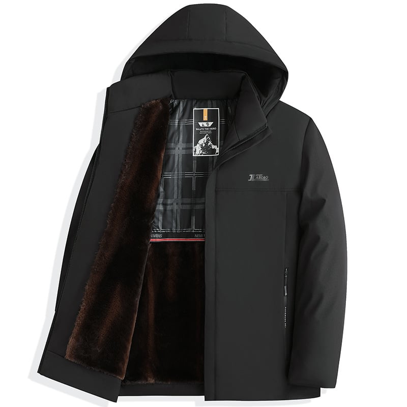 Férfi téli kardigán-stílusú pamut töltött kabát, karcsú fazon, elől cipzár, poliészter töltet, fleece bélés