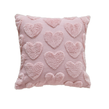 Декоративен калъф за възглавница със 3D плюшена повърхност, сърцевидна шарка, стил новокитайски, за хол.