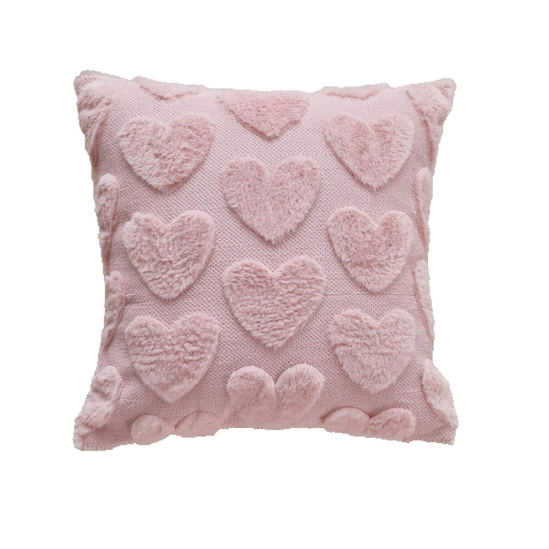 Декоративен калъф за възглавница със 3D плюшена повърхност, сърцевидна шарка, стил новокитайски, за хол.
