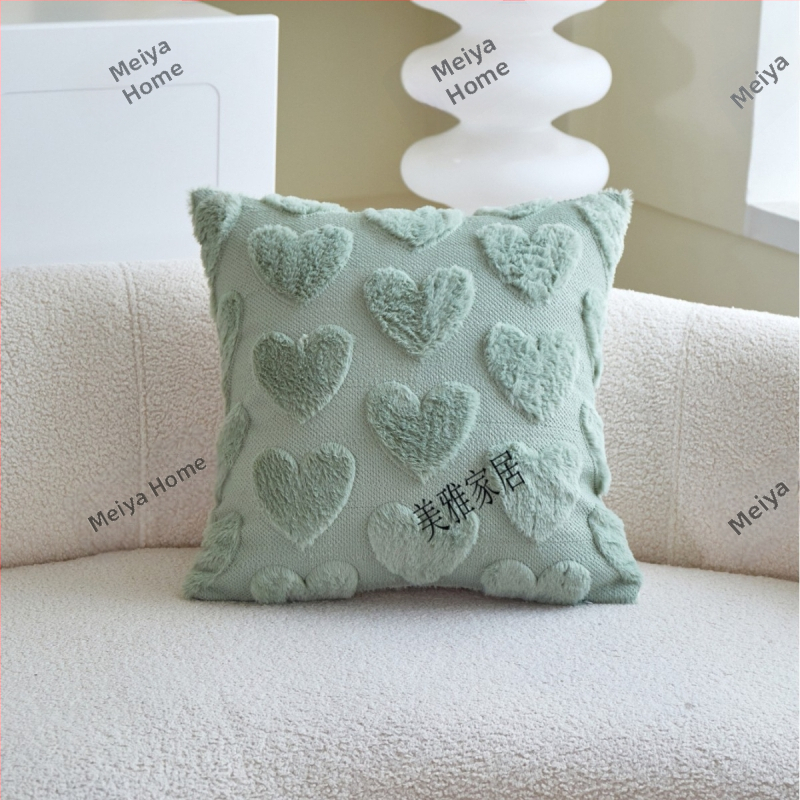 Dekoratívny vankúš s 3D plyšovou textúrou, srdcový vzor, štýl novokínsky pre obývaciu izbu.