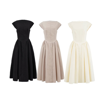 Rochie fără mâneci, plisată, midi, în croială A-line, fără spate