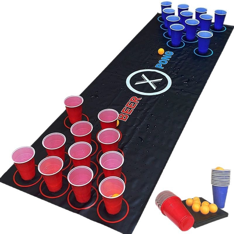 RF covoraș de joc din PVC+PP pentru beer pong și tenis de masă — distracție în interior, 14+