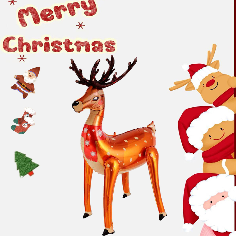 Μπαλόνι φιλμ αλουμινίου σε σχήμα elk, διακοσμητικό, 4D όρθιος σχεδιασμός, δυνατότητα εκτύπωσης λογότυπου, ιδανικό δώρο