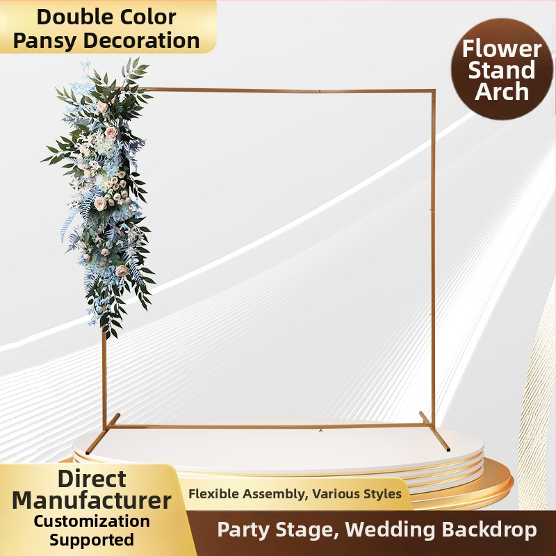 Železný štvorcový svadobný oblúk ako pozadie rekvizita na scénu, značka Two-tone Pansy, balená v taškách, určená pre svadobnú výzdobu.