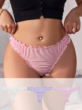 Set čipkovaných mašničiek s volánmi (3 ks) – nízka pás, stredná elasticita; PP materiál; kruhový priečny rez