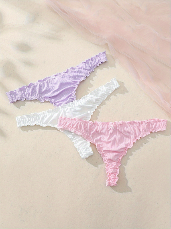 Set čipkovaných mašničiek s volánmi (3 ks) – nízka pás, stredná elasticita; PP materiál; kruhový priečny rez