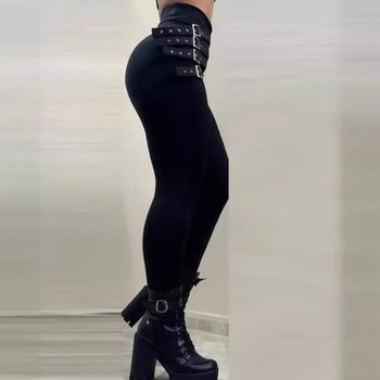 Ženske casual hlače visokog struka, uski kroj, 95% poliester, srednja debljina