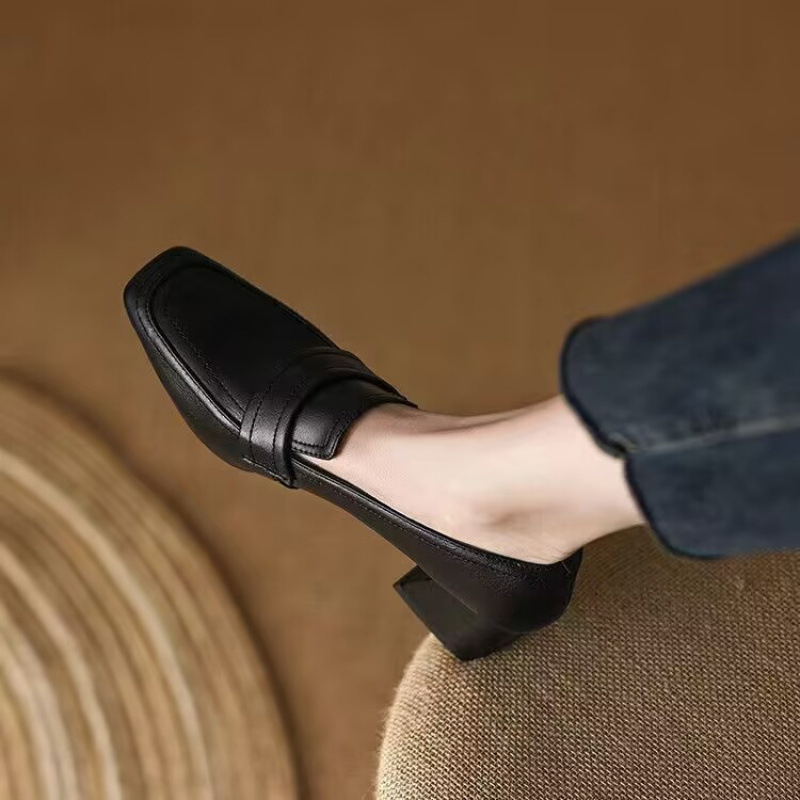 Ženske cipele s četvrtastim vrhom, debeli pet (>8 cm), EVA gornji dio i EVA đon, niski vrh, uzorak lubanje, bez podstavke