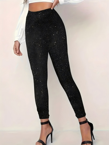 Ženske joga hlače s gradijentom noćnog neba i zvjezdanim printom, tanke, uski kroj, Milk Silk materijal, 90–95% poliester, ljeto 2025