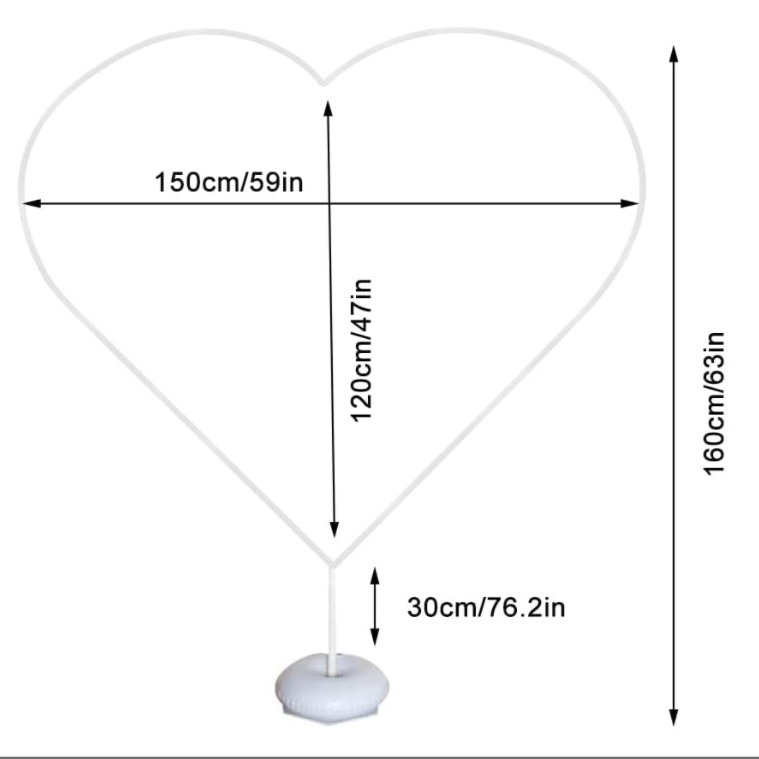 Stojan na balóniky v tvare srdca | PVC materiál • Balenie v taške • Na svadbu • Bez importu