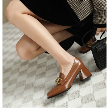 Ženske Mary Jane cipele s kvadratnim vrhom, PU gornji dio, debeli blok potpetica 6-8 cm, korejski stil