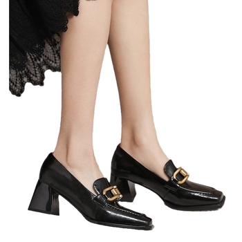 Ženske Mary Jane cipele s kvadratnim vrhom, PU gornji dio, debeli blok potpetica 6-8 cm, korejski stil