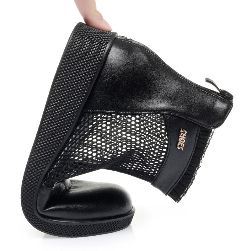 Moteriški Martin batai su vidutinio kulno, britų stilius, dviejų sluoksnių jautienos odos viršus, guma padas, užtrauktukas gale, pirštų forma žuvies burnos, kasdienis stilius